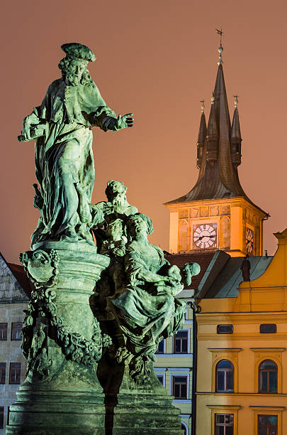 istock Saint Ivo statue and Smetana clock-tower, Prague. 161825265