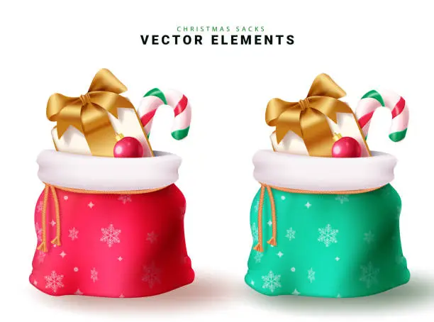 Vector illustration of Christmas sacks elements set vector design. Christmas sack collection for holiday season gift giving present