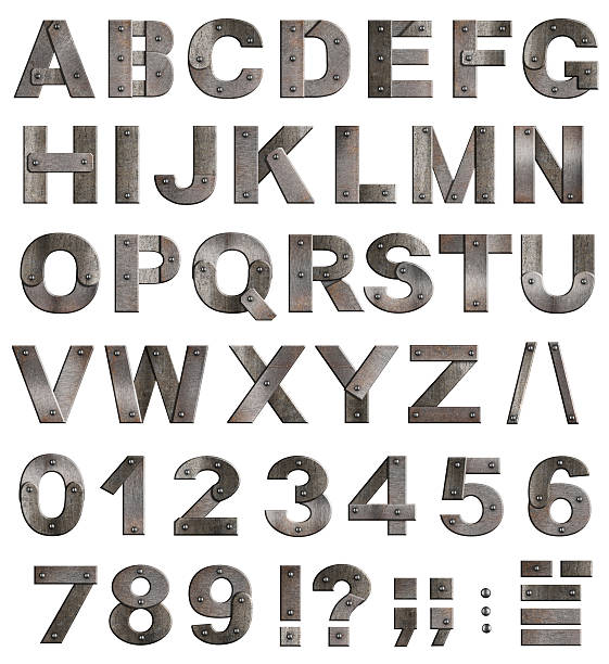istock Full old metal alphabet letters, digits and punctuation marks 161825357