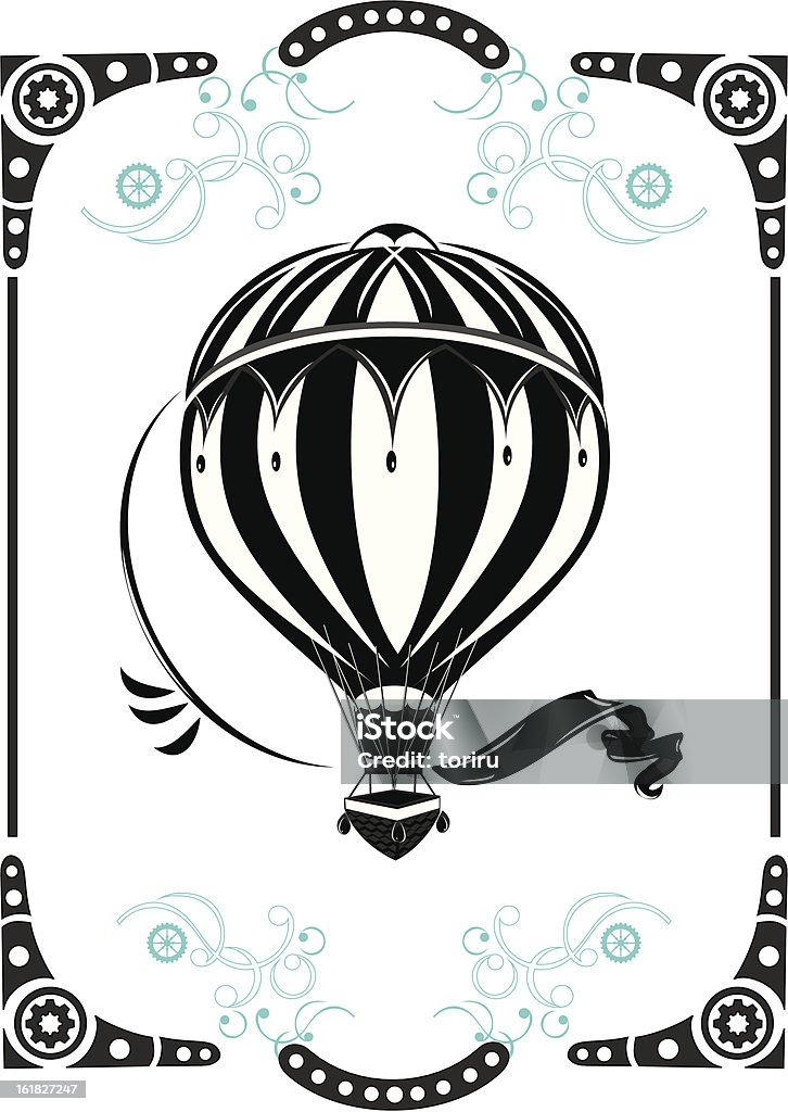 Vintage balão de ar quente - Vetor de Steampunk royalty-free