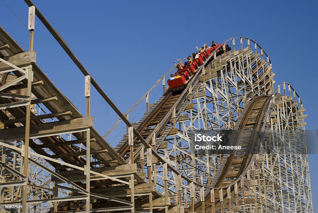 Wooden Rollercoaster Old wooden rollercoaster at an amusement park Rollercoaster Stock Photo