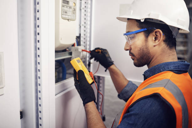 istock Technician, man and multimeter testing power for electricity, energy inspection and electrical system. Electrician, engineering and voltage test tool for machine, industrial mechanic and control room 1618279645