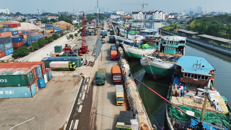 Aerial view of old logistic port