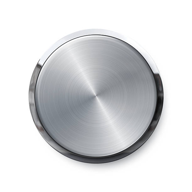 Blank silver push button Blank silver shiny push button with copy space sound mixer photos stock pictures, royalty-free photos & images