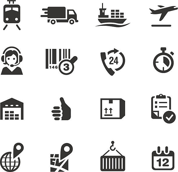 podstawowe-logistyczne i wysyłki ikony — - cargaison stock illustrations