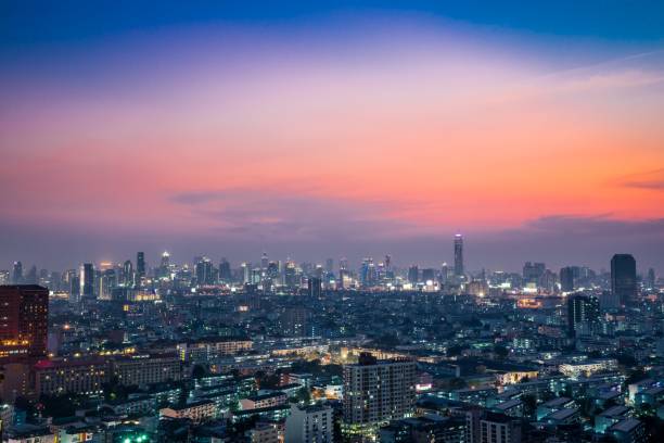 istock Bangkok downtown city in beautiful twilight evening. 1618308145