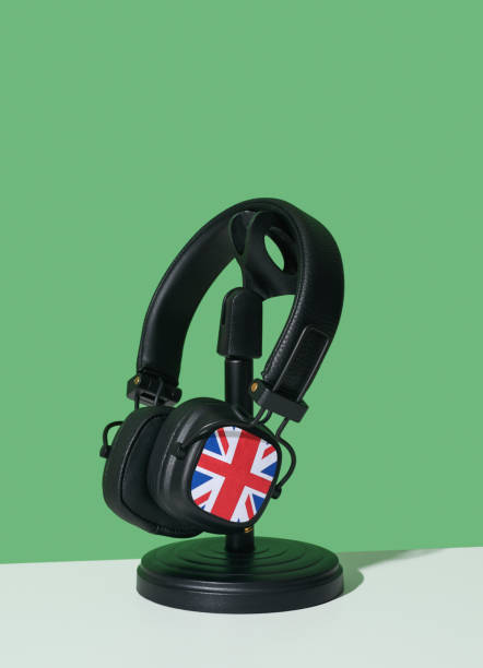 istock headphones patterned with the flag of UK 1618309724