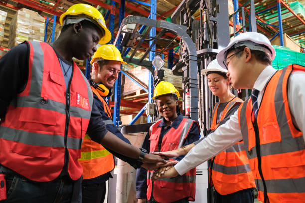 istock Industrial worker working at warehouse factory. 1618311365