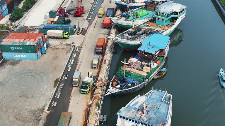 Aerial view of old logistic port