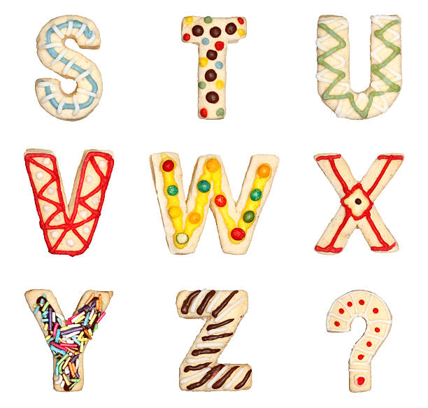 Letters S to Z from decorated cookies