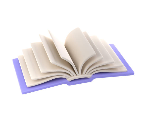 istock 3d icon open book school, diary with white paper blank pages and bookmark. Cartoon minimal style isolated with clipping path 1618332212