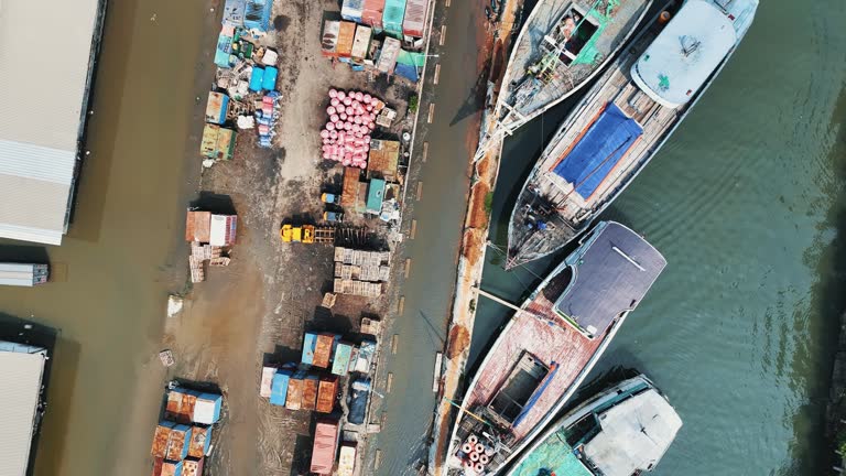 Aerial view of old logistic port