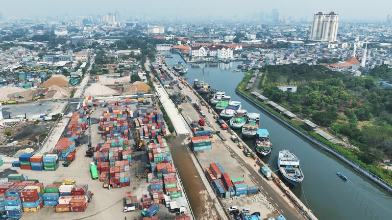 Aerial view of old logistic port