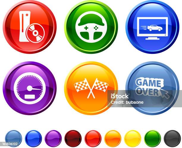 Racing Games Royalty Free Vector Icon Set Stock Illustration - Download Image Now - Black Color, Blue, Brand Name Video Game