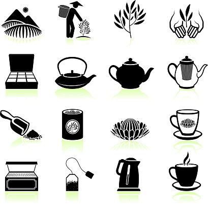 Fresh Tea black & white icon set