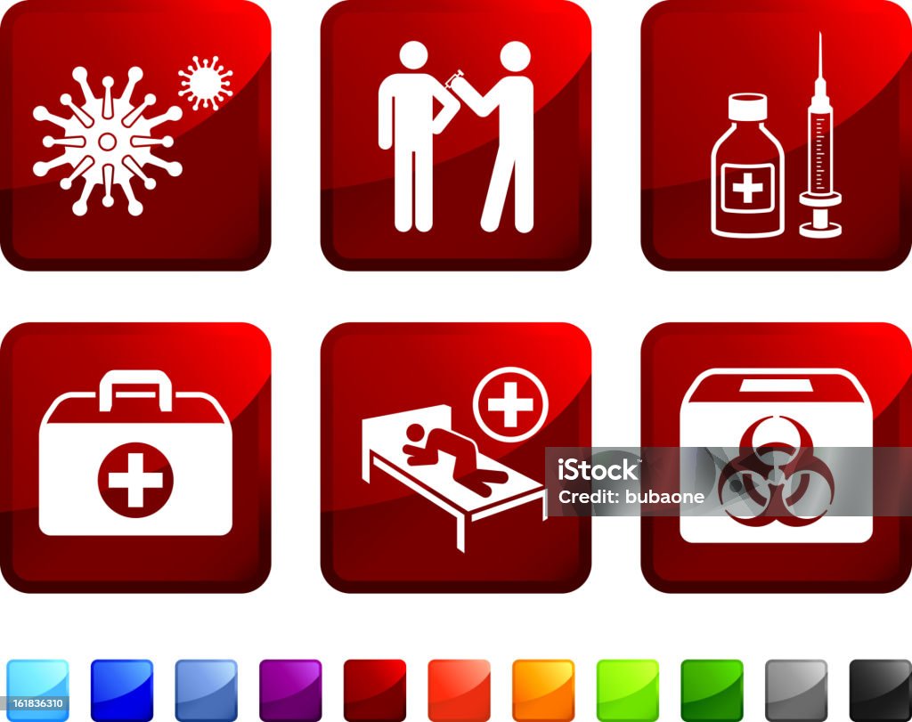 Wirus ryzyka choroby i szczepień Wektor zestaw ikon royalty-free - Grafika wektorowa royalty-free (Antybiotyk)