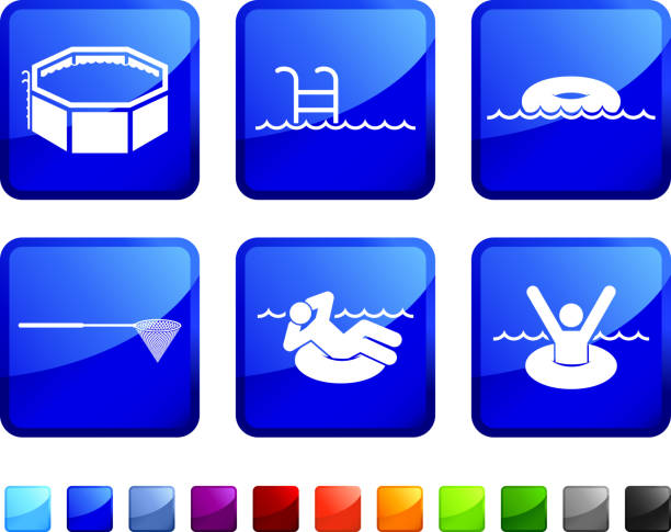 ilustrações de stock, clip art, desenhos animados e ícones de bilhar relaxamento de arte vetorial royalty-free vector conjunto de ícones - above ground pool