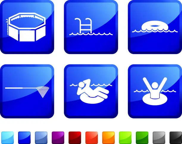 Vector illustration of Pool Relaxation royalty free vector arts vector icon set