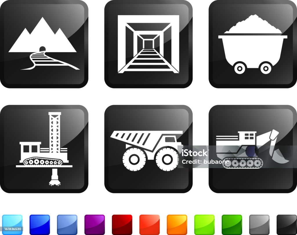 Les images libres de droits et de forage pétrolier illustration icon set d'autocollants - clipart vectoriel de Industrie minière libre de droits