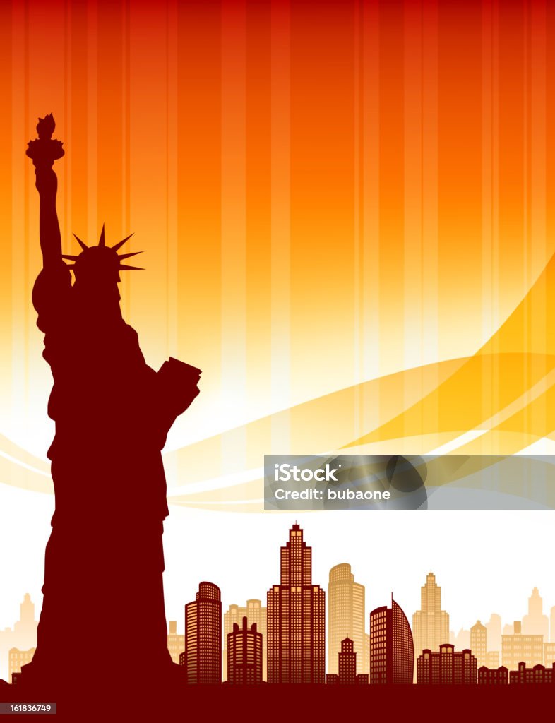 Estátua da Liberdade e panorâmicas para o horizonte de Nova York - Vetor de New York City royalty-free