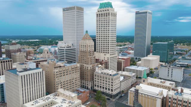 Establishing Aerial View of Downtown Tulsa Oklahoma