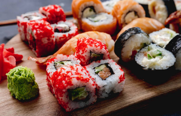 istock Colorful sushi maki set 1618405317
