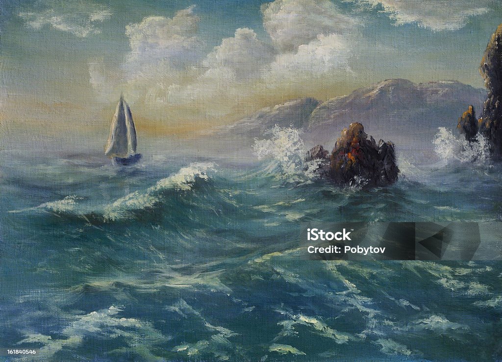 sea sketch Painting. A canvas, oil. Sea stock illustration