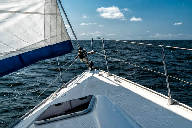bow of a sailing yacht on the ocean