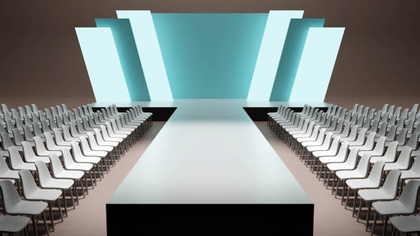 istock 3d rendering of catwalk fashion empty runway with modern pattern backdrop, Event and fashion show concept 1618418824