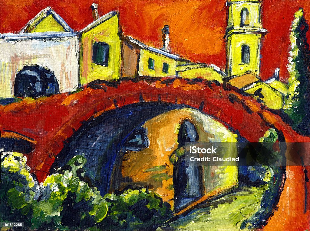 Italian village - Ilustração de Expressionismo royalty-free