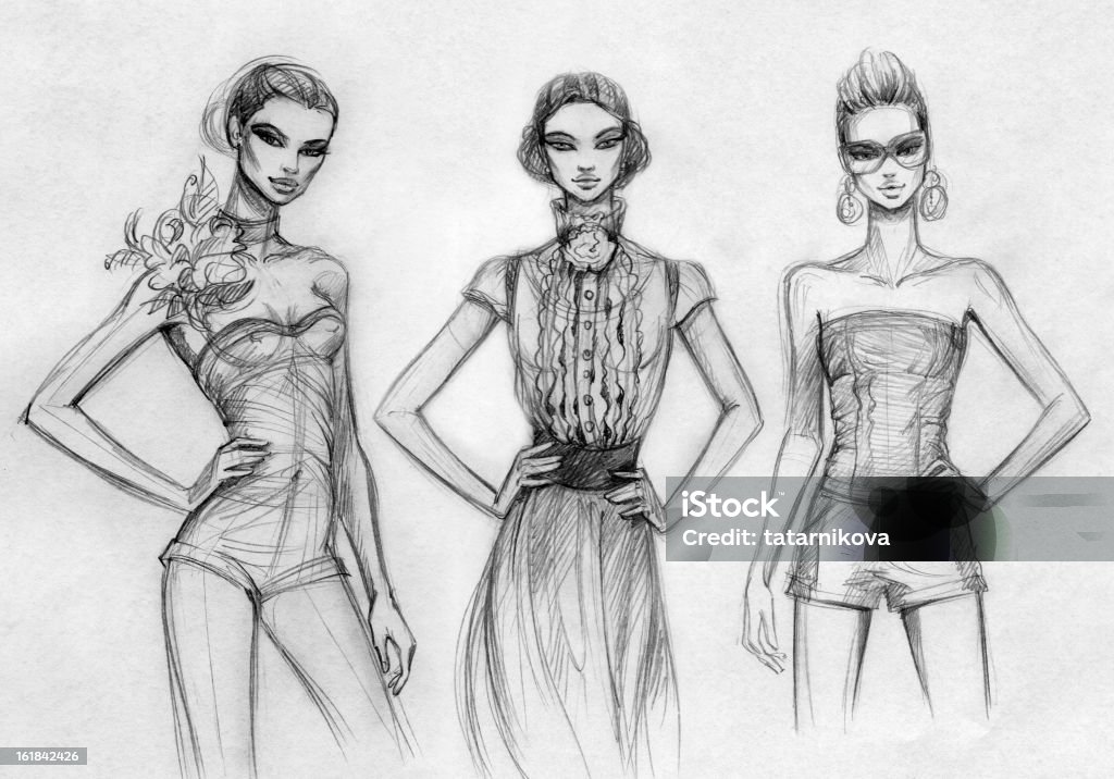 Модели (черно-белая - Стоковые иллюстрации Мода роялти-фри