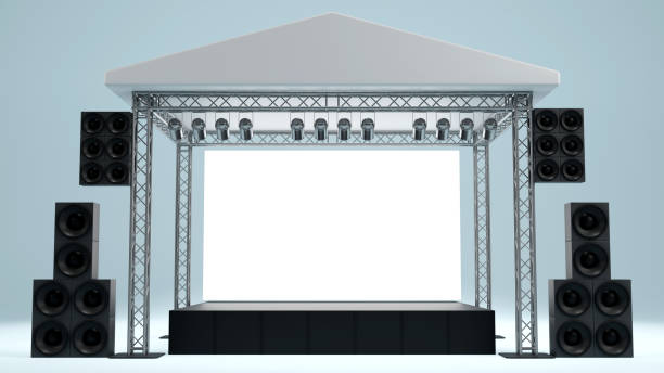istock 3d rendering of outdoor stage rigging truss with light and sound system, center screen for all event, concert, performance business concept 1618424821