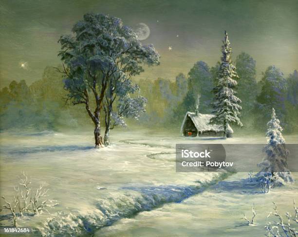 Winter Path Stock Illustration - Download Image Now - Forest, Log Cabin, Art