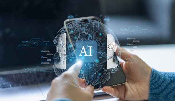 istock Business people use phone with digital technology future smart robot AI network bigdata, chat with AI ,network ,  technology transformation, Artificial Intelligence internet.Ai robot and technology 1618427669