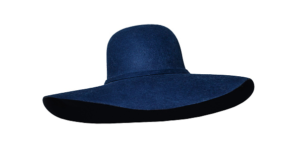 Isolated blue broad brim hat against white background