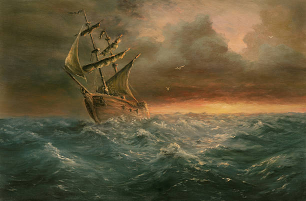 엔딩 폭풍 - seascape stock illustrations