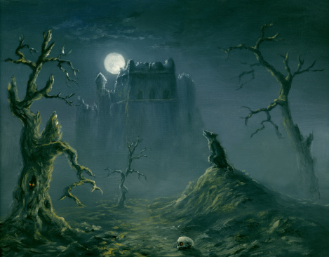 Vampire castle in moon light