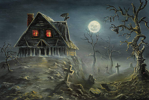 хэллоуин ужас - haunted house stock illustrations
