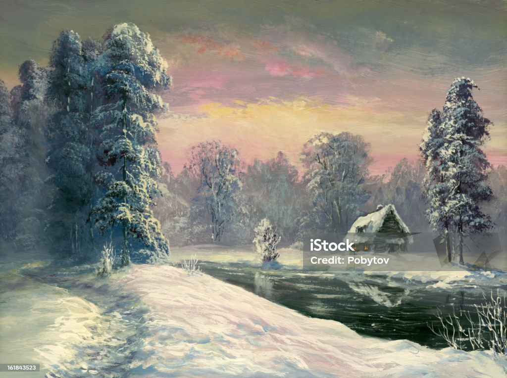 Зима Река - Стоковые иллюстрации Без людей роялти-фри