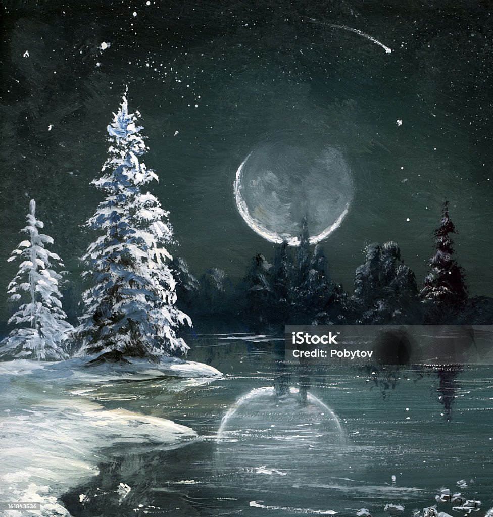 Inverno grande luna - Illustrazione stock royalty-free di Paesaggio lunare