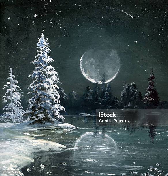 冬の大きなムーン - 月面のベクターアート素材や画像を多数ご用意 - 月面, 月, 冬