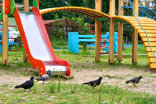 an outdoor area provided for children to play in, especially at a school or public park.