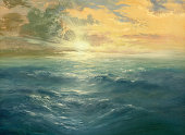 istock Oil painting of a sunset over the ocean 161843828