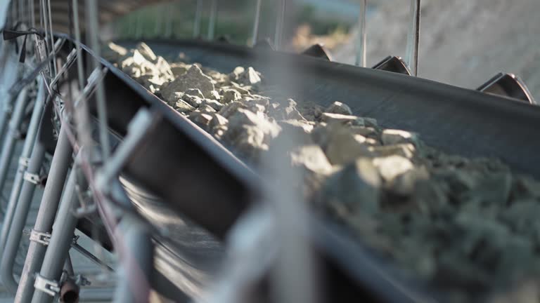 Ore transportation conveyor for subsequent processing from open pit mine, slow motion