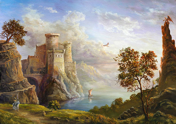 волшебное королевство - picture book fairy tale castle dragon stock illustrations