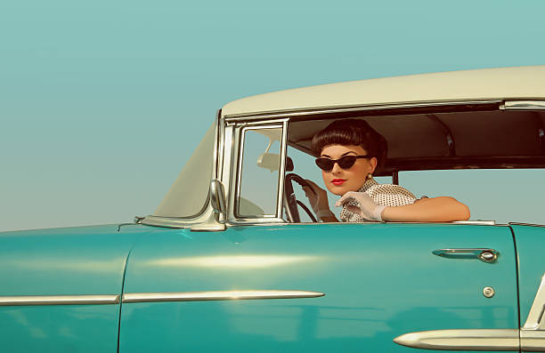 On the Road Again pin up girls and cars stock pictures, royalty-free photos & images