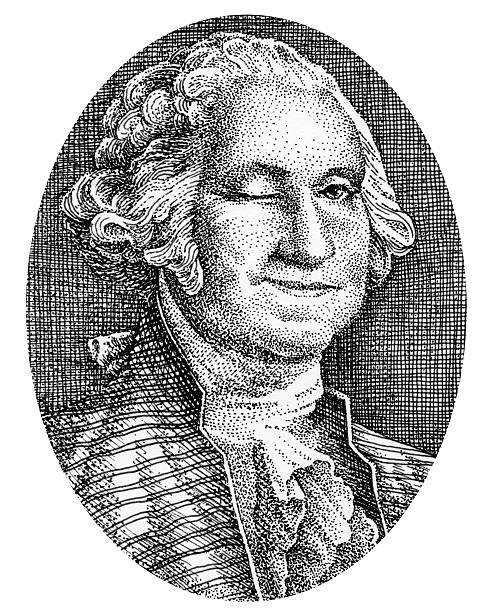 george washington uśmiecha się i winks z jego obrazek na pieniądze - prezydent obrazy stock illustrations