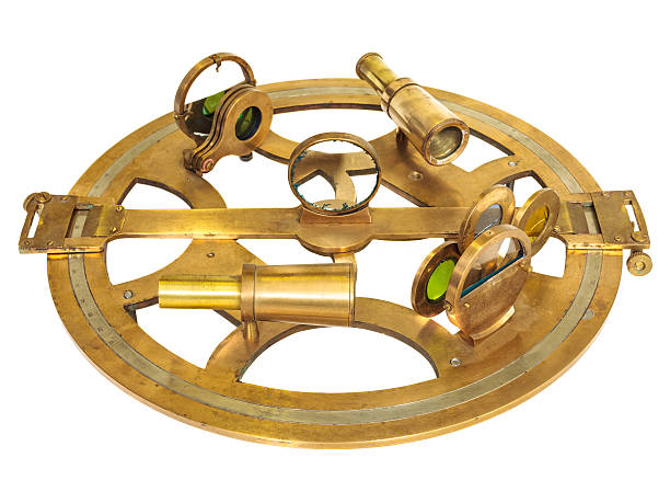 istock Ancient astrolabe with lenses isolated on white 161847133