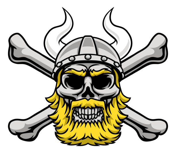 illustrations, cliparts, dessins animés et icônes de casque de guerrier viking crâne de pirate croix os - viking mascot warrior pirate