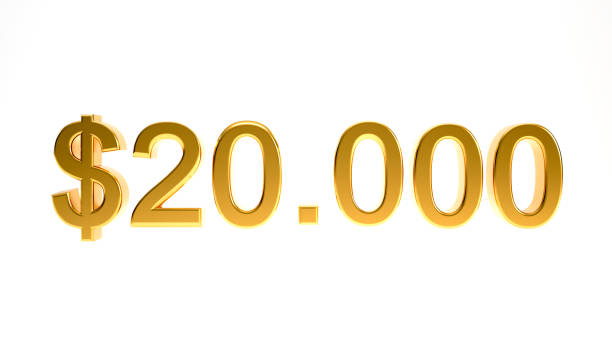 istock 20 thousand or twenty thousand dollars with gold texture and 3D number symbol. 1618511577